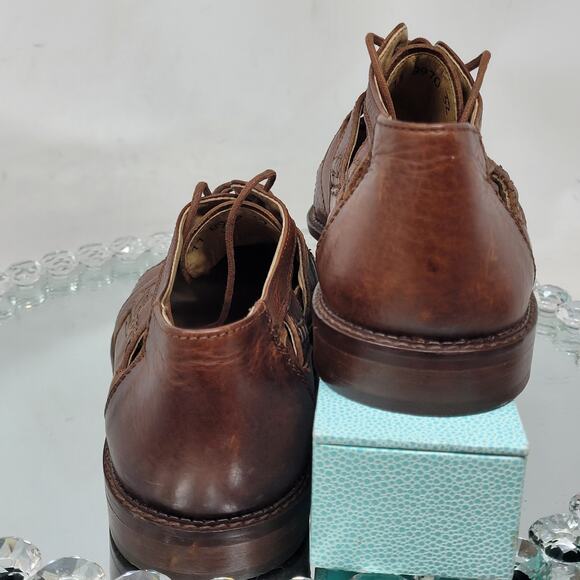 Kenneth Cole NYMens Sz 11 Brown Leather Open Fisherman Dress Shoes Sandals ITALY - Picture 4 of 10